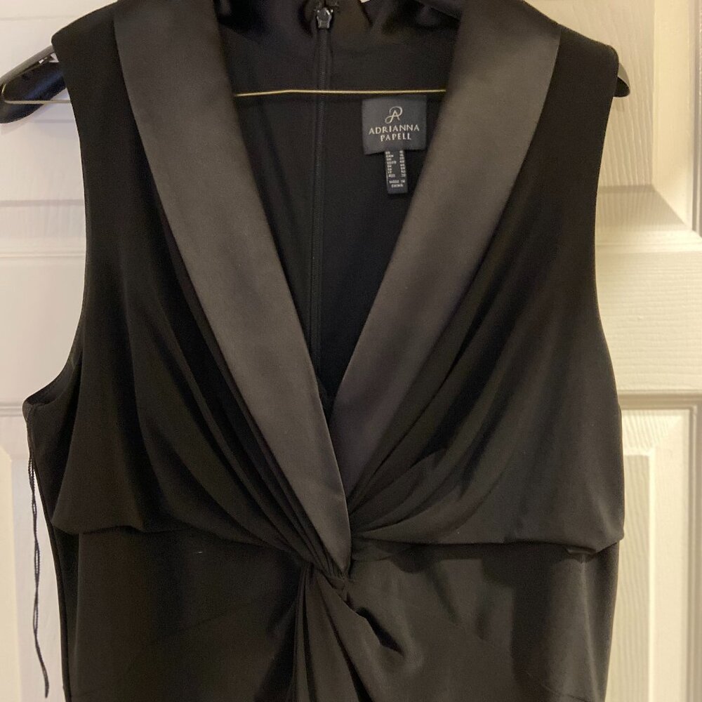 NWT Adrianna Papell Jersey Tuxedo Gown (BLACK) - Picture 2 of 5